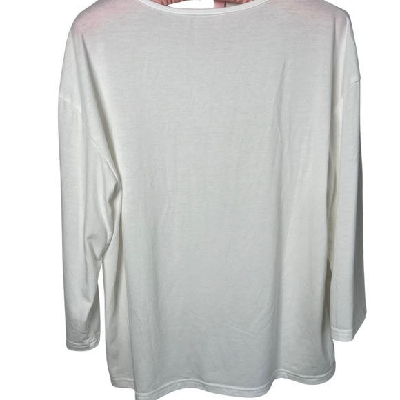 Basic White Long Sleeve Top Size Large - Picture 2 of 3